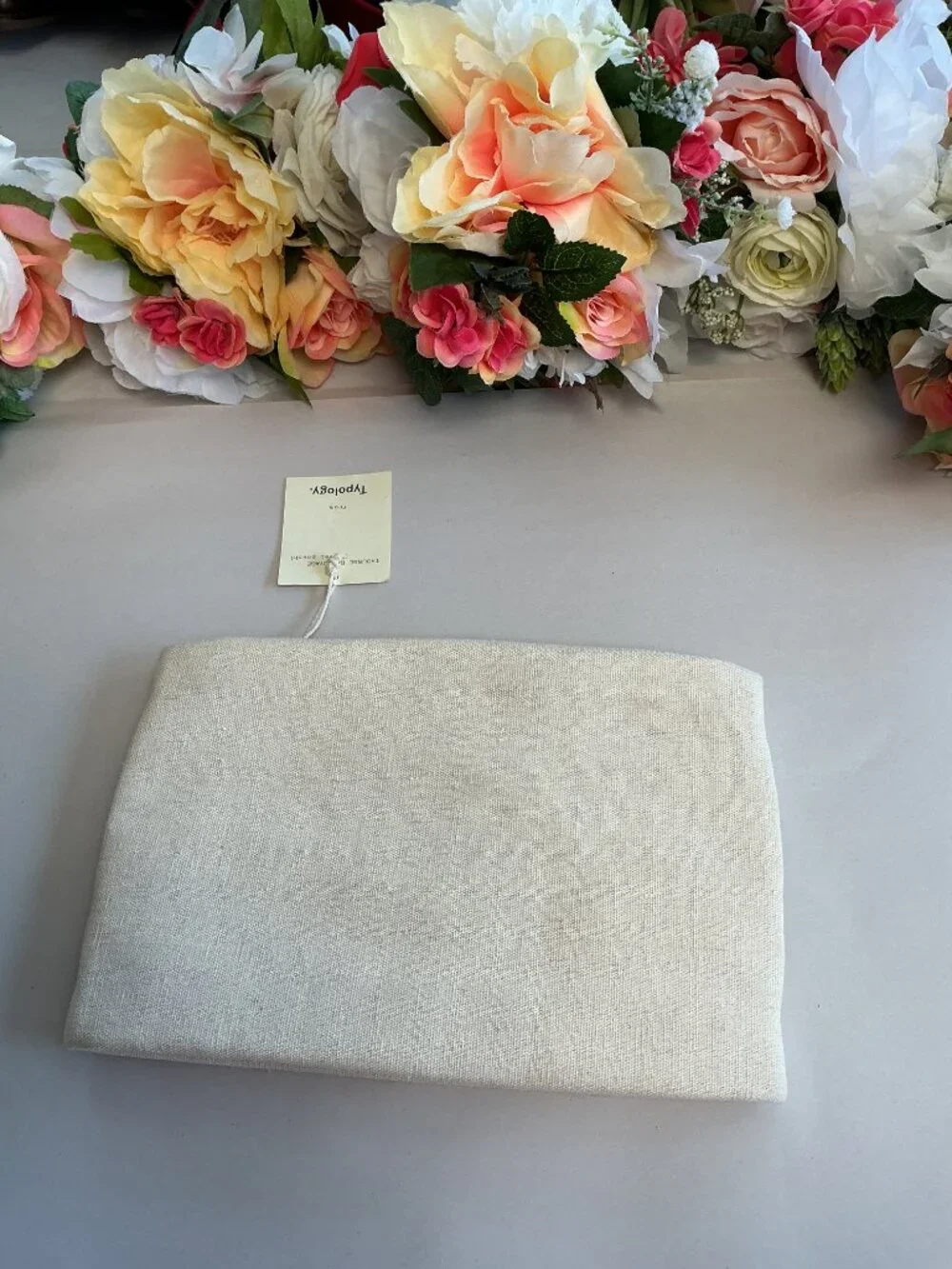 Typology Paris Travel Pouch NWT Cream Recycled Cotton Polyester Cosmetic Bag